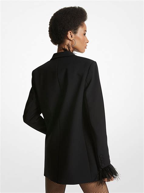 michael michael kors feather trim crepe boyfriend blazer|Michael Kors.